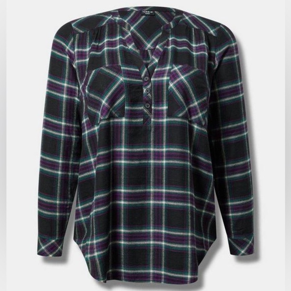 TORRID Harper Softest Flannel Brushed Rayon Tunic Pullover Top Size 1X 14/16 NEW